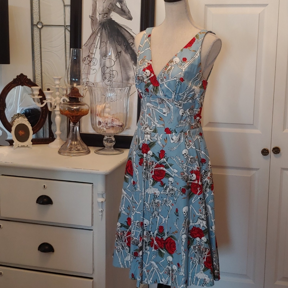 Plus Size Rockabilly Skull and Rose Sundress